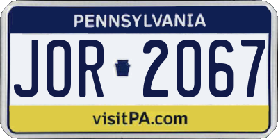 PA license plate JOR2067
