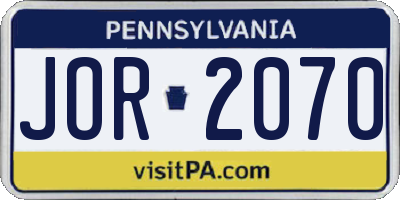 PA license plate JOR2070