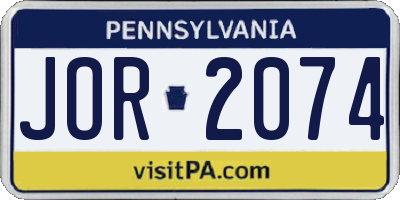PA license plate JOR2074