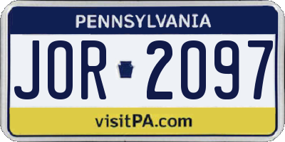 PA license plate JOR2097