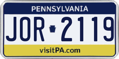 PA license plate JOR2119