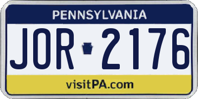 PA license plate JOR2176