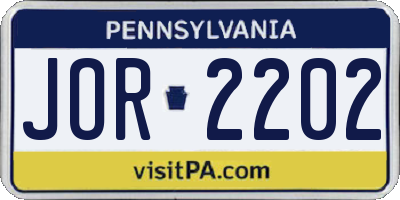 PA license plate JOR2202