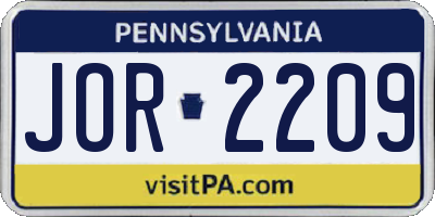PA license plate JOR2209