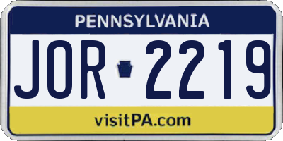 PA license plate JOR2219