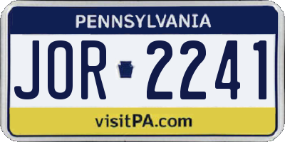 PA license plate JOR2241