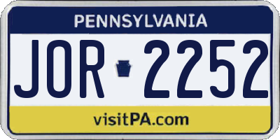 PA license plate JOR2252