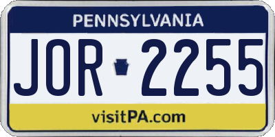 PA license plate JOR2255