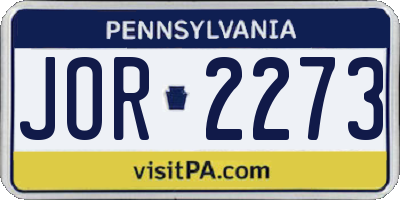 PA license plate JOR2273