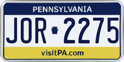 PA license plate JOR2275