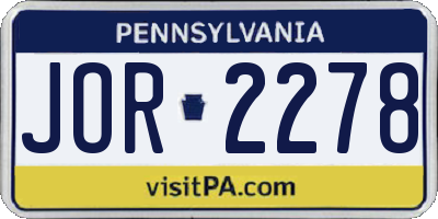 PA license plate JOR2278