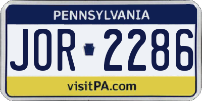 PA license plate JOR2286