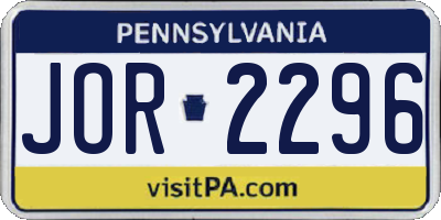 PA license plate JOR2296