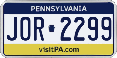 PA license plate JOR2299