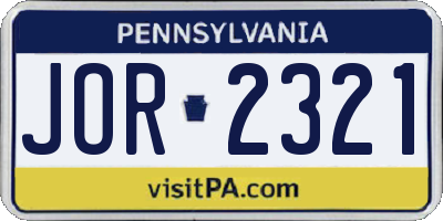 PA license plate JOR2321