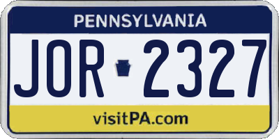 PA license plate JOR2327
