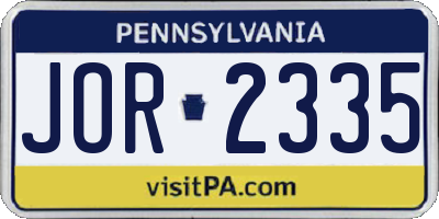 PA license plate JOR2335