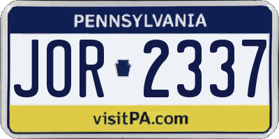 PA license plate JOR2337