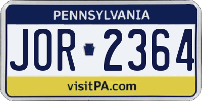 PA license plate JOR2364