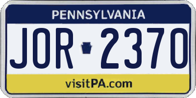 PA license plate JOR2370