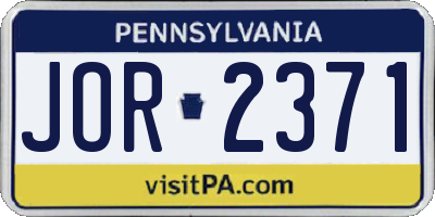 PA license plate JOR2371