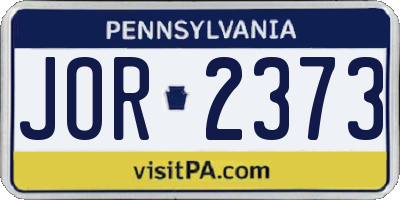 PA license plate JOR2373