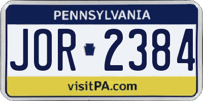 PA license plate JOR2384