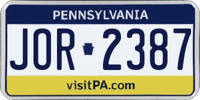 PA license plate JOR2387