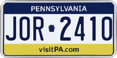 PA license plate JOR2410