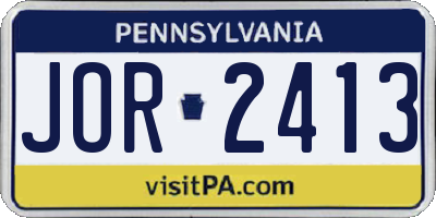 PA license plate JOR2413