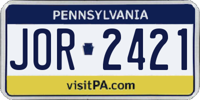 PA license plate JOR2421