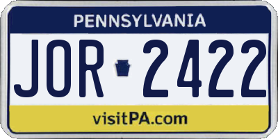 PA license plate JOR2422