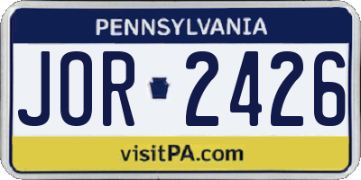PA license plate JOR2426