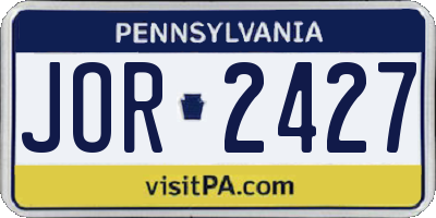 PA license plate JOR2427