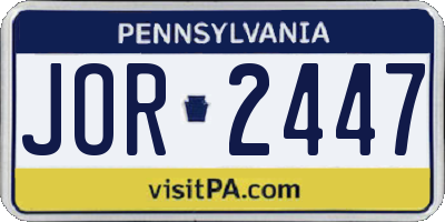 PA license plate JOR2447