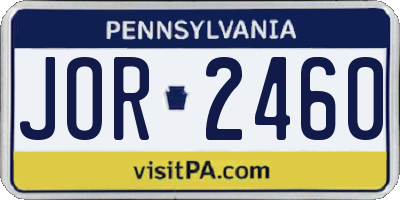 PA license plate JOR2460
