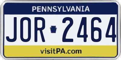 PA license plate JOR2464