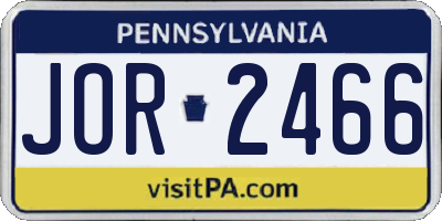 PA license plate JOR2466