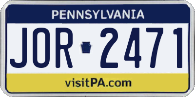 PA license plate JOR2471