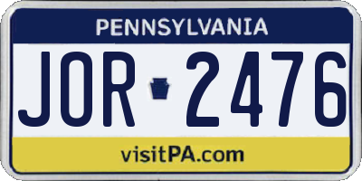 PA license plate JOR2476
