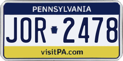 PA license plate JOR2478