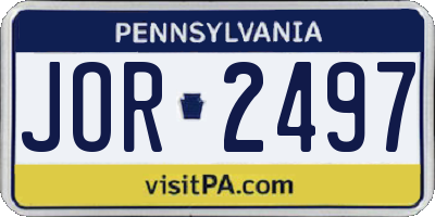 PA license plate JOR2497