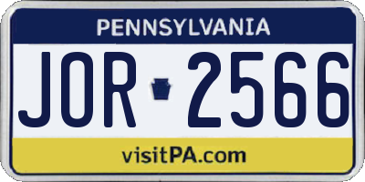PA license plate JOR2566