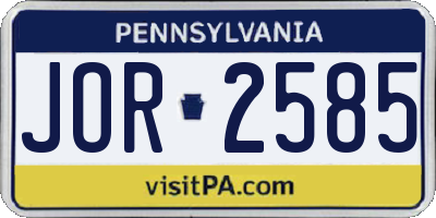 PA license plate JOR2585
