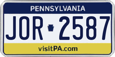PA license plate JOR2587