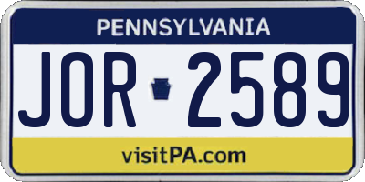 PA license plate JOR2589