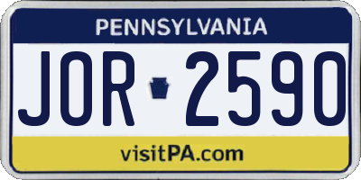 PA license plate JOR2590
