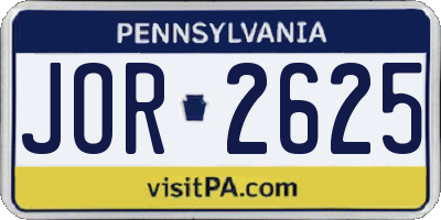 PA license plate JOR2625