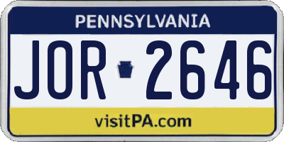 PA license plate JOR2646