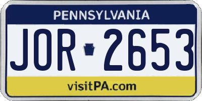 PA license plate JOR2653